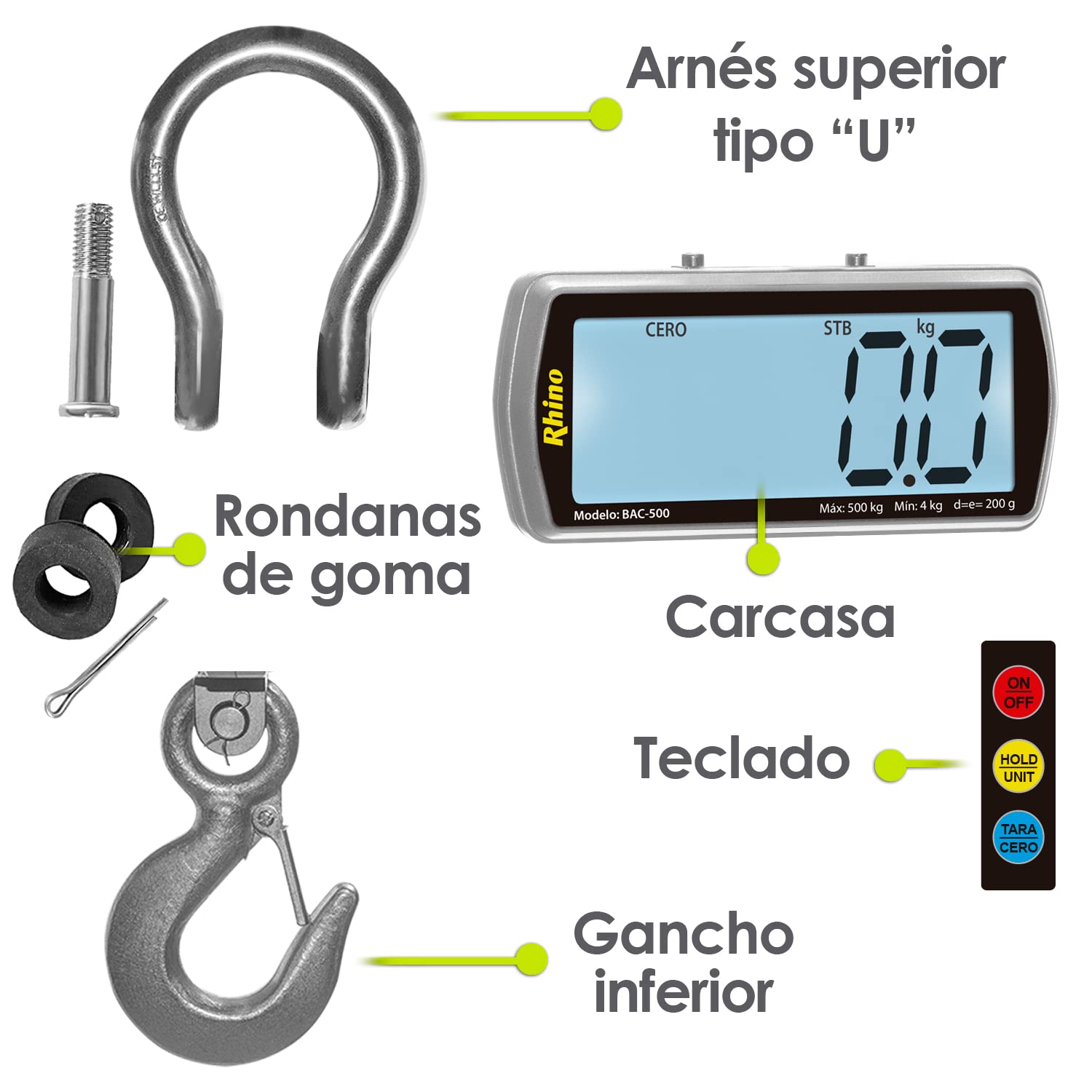 Báscula Electrónica Colgante 500 kg